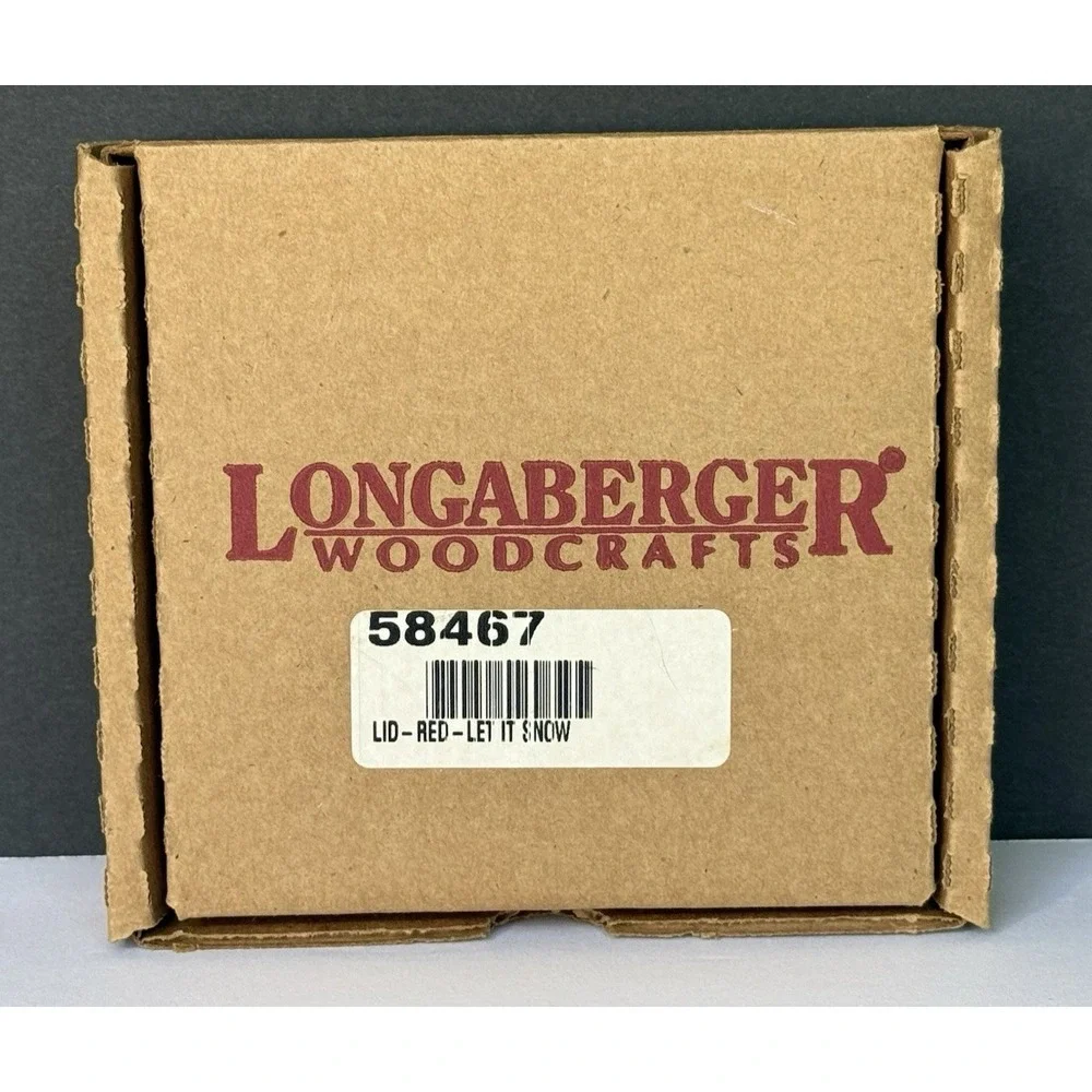 NIB Longaberger  Tree Trimming- Let It Snow -Small Basket Lid w/Red Knob - 58467